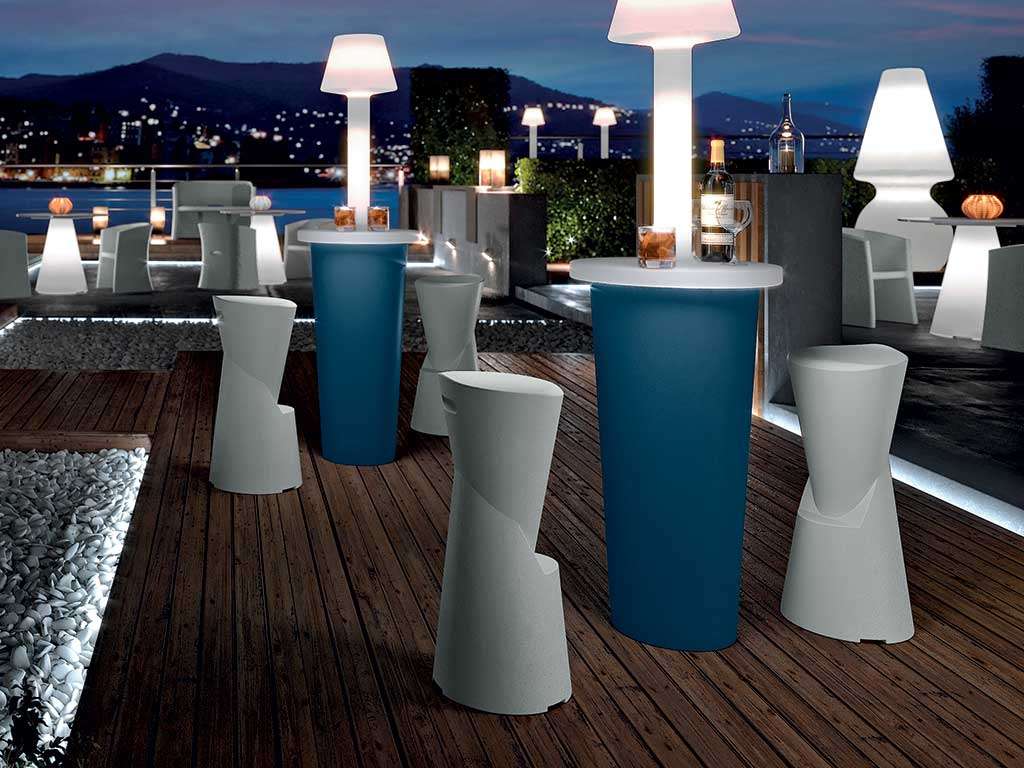 Blue white dot stools