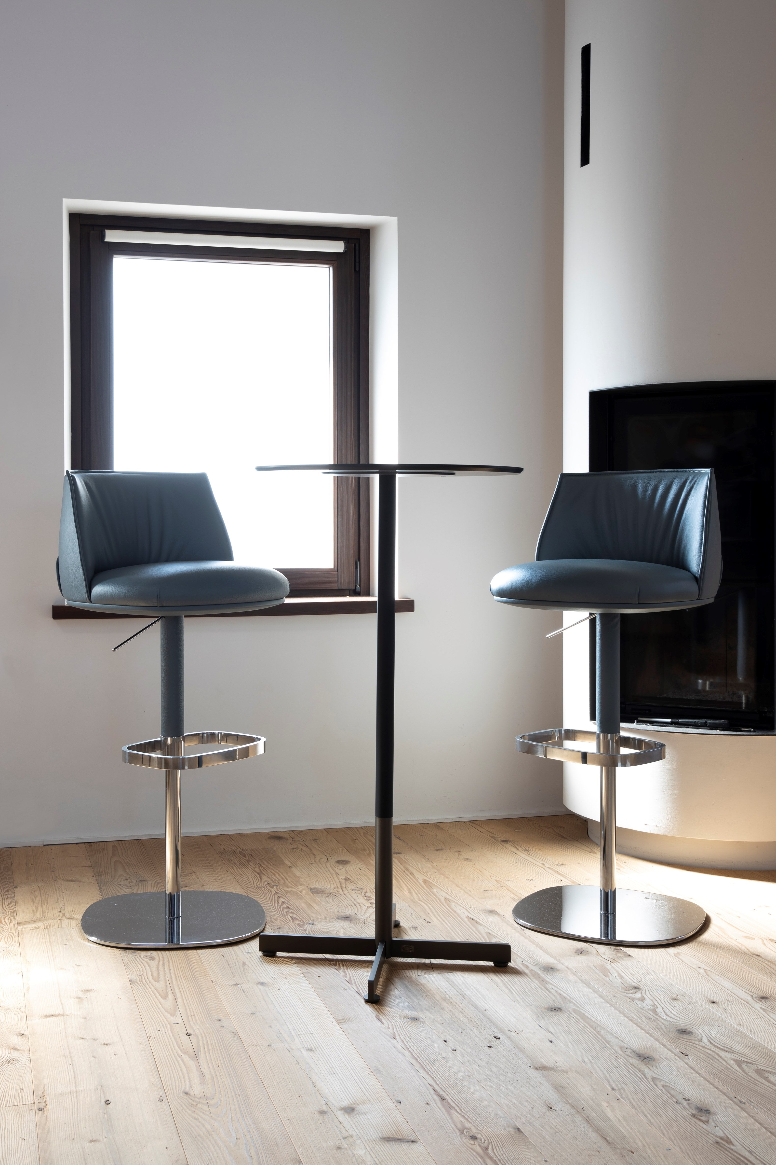 Poltrona Frau Archibald High Leather Stool by Jean-Marie Massaud