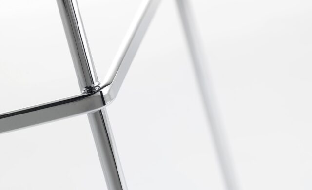 Close-up of chrome metal frame
