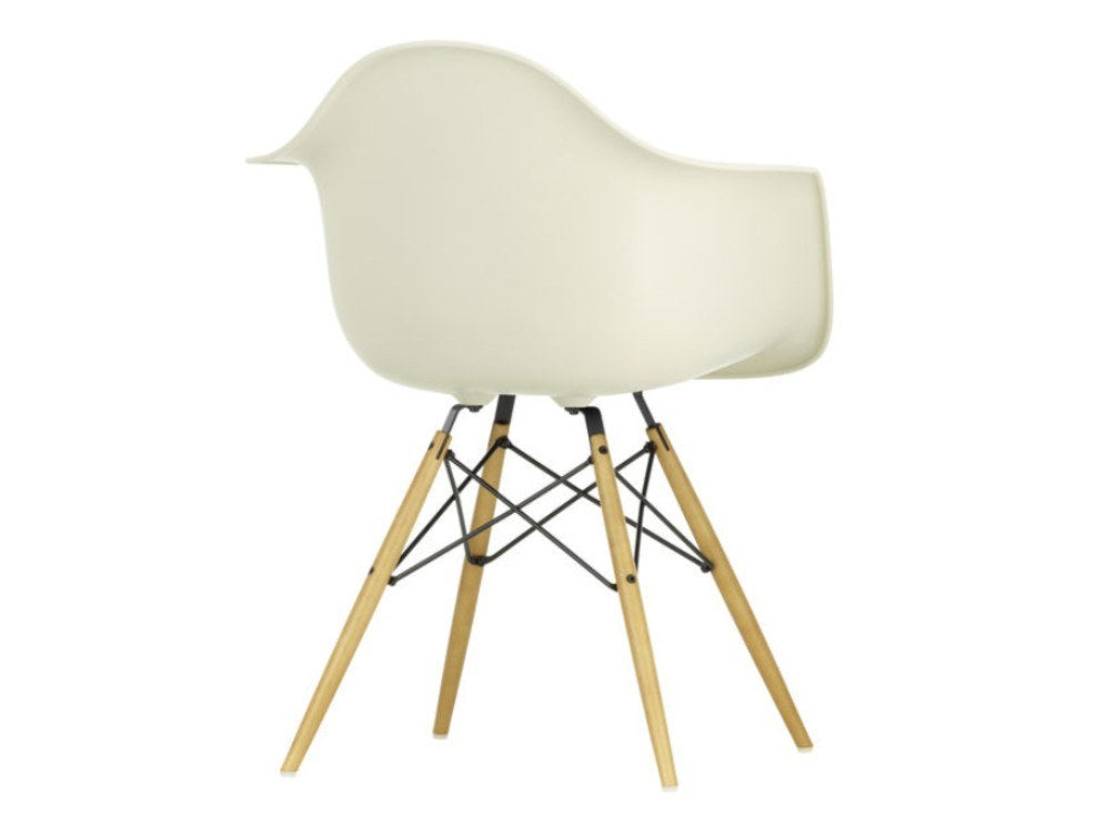 DAW Chair by Charles & Ray Eames | Plastic Armchair with Wooden Base