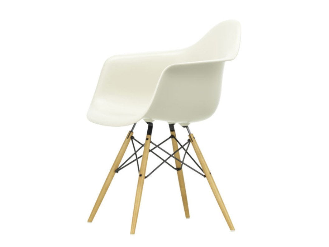 DAW Chair by Charles & Ray Eames | Plastic Armchair with Wooden Base