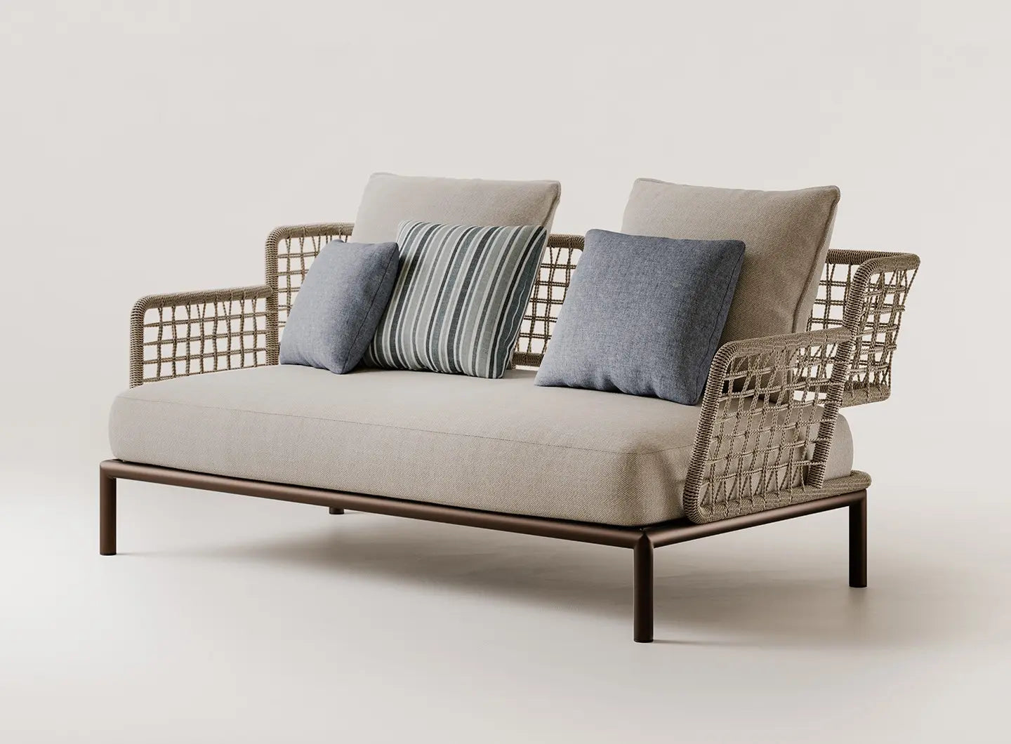 Saint Martin Steel & Wicker Weaving Outdoor Sofa by EMU