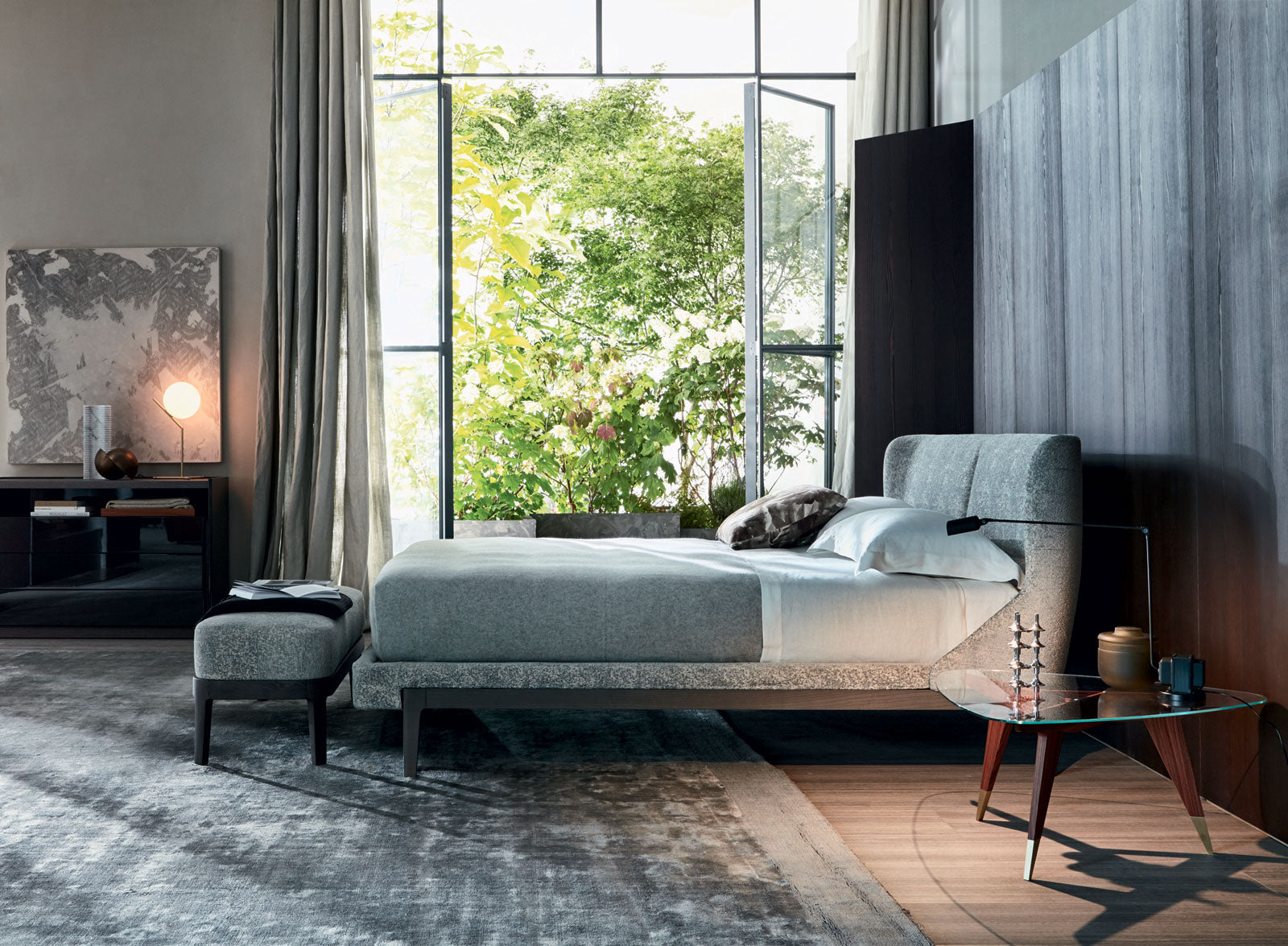 FULHAM Double bed with upholstered headboard Designer Rodolfo Dordoni