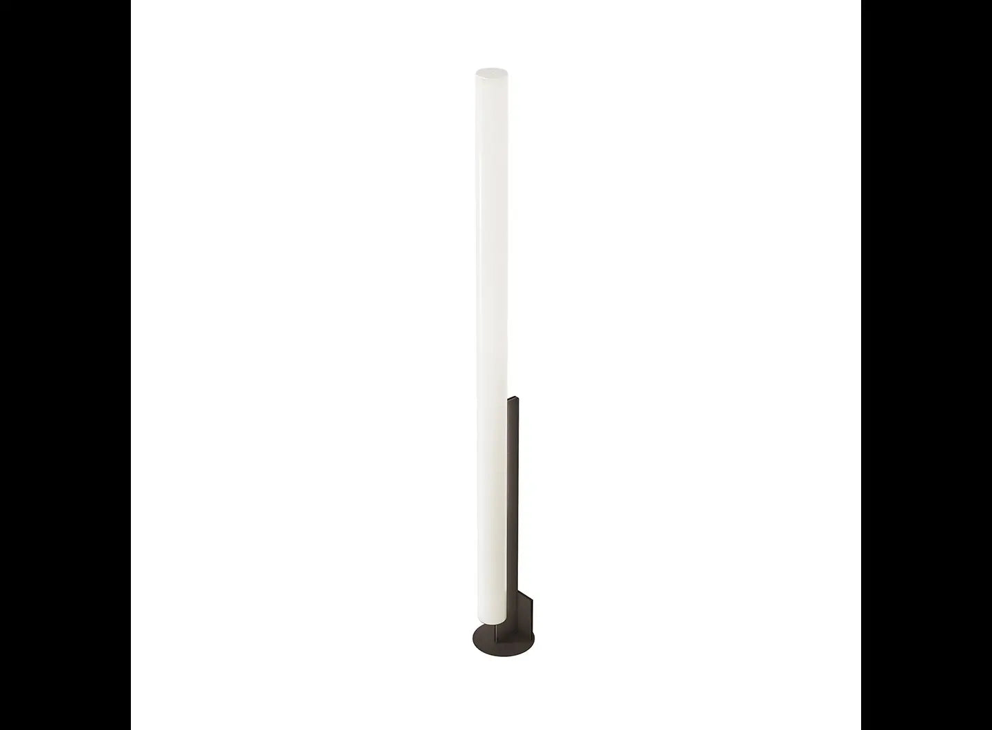 Tall cylindrical object with a black base on a white background