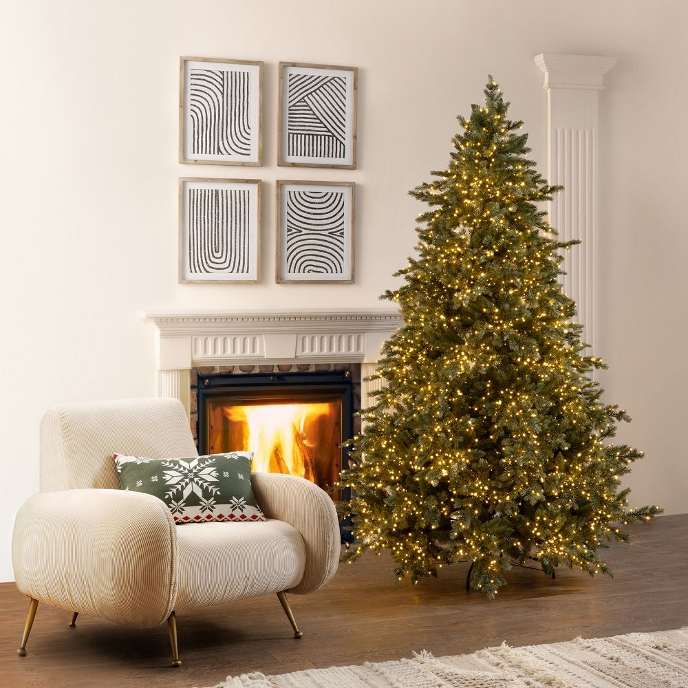 Sage Pine Artificial Christmas Tree, with integrated mini LEDs | SoloLuxuryLiving