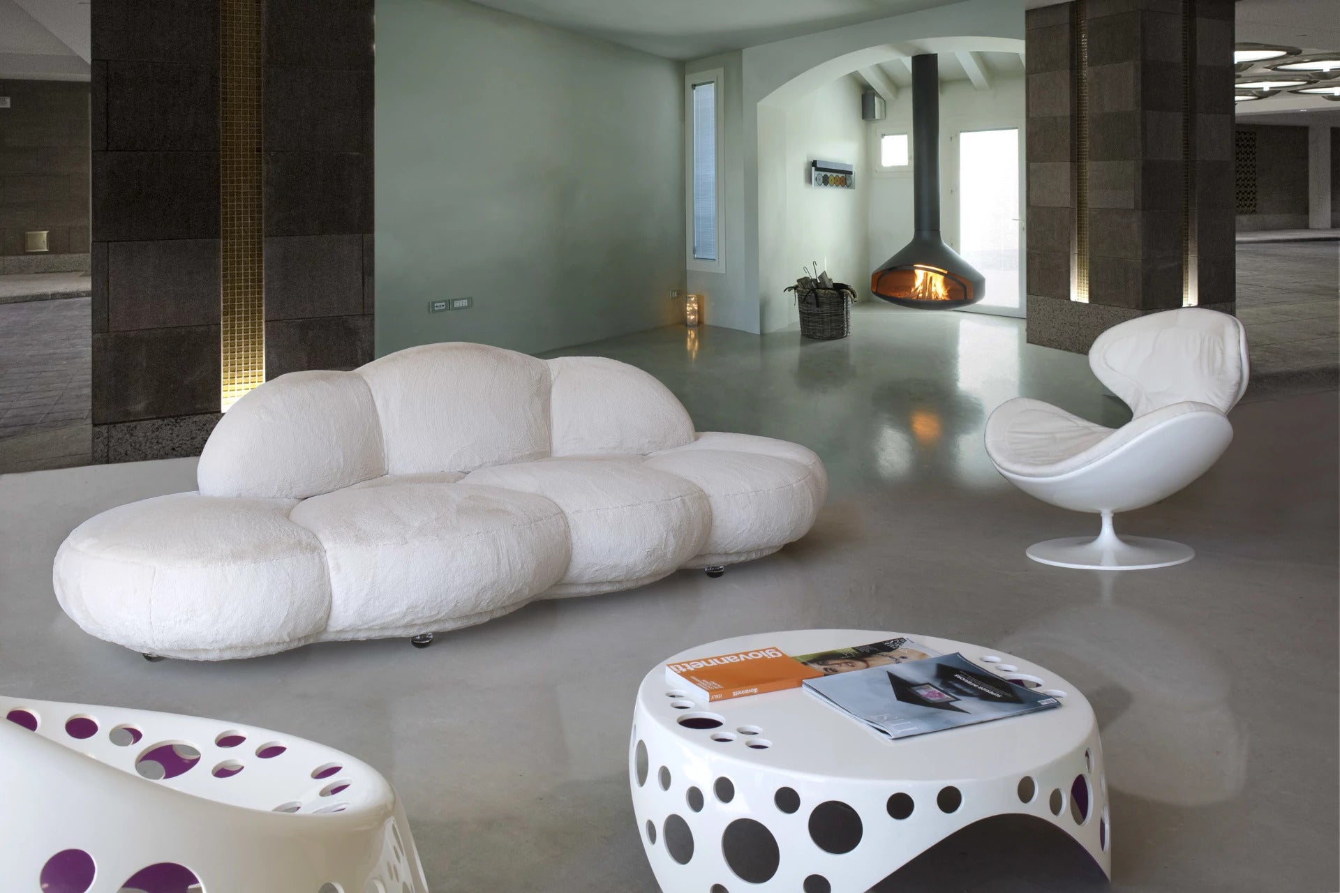 Sculptural cloud-like form of Le Nuvole Sofa with soft, rounded padding