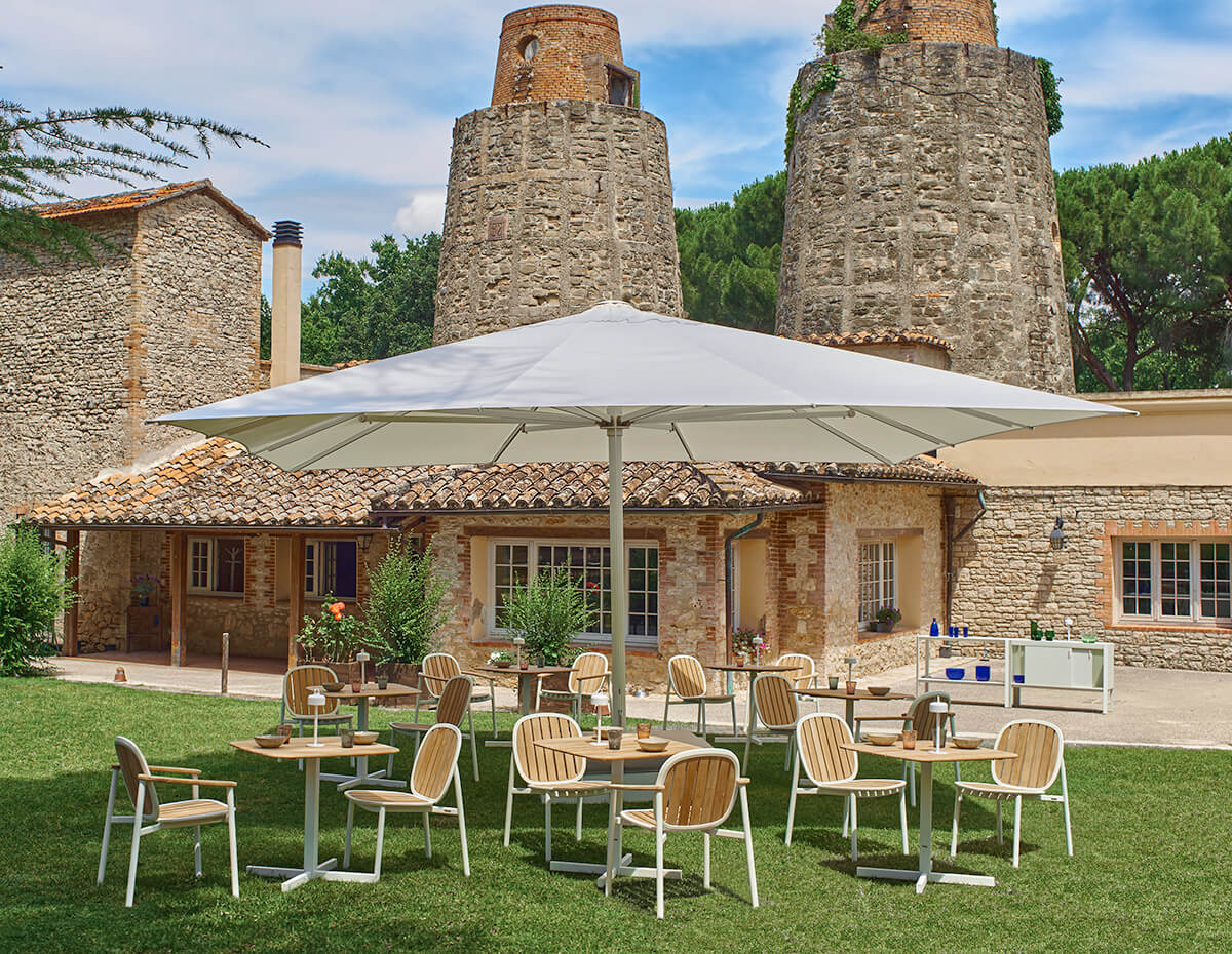 Twins Stackable Alu-Teak Chair with Armrests  | Set of 2 | EMU