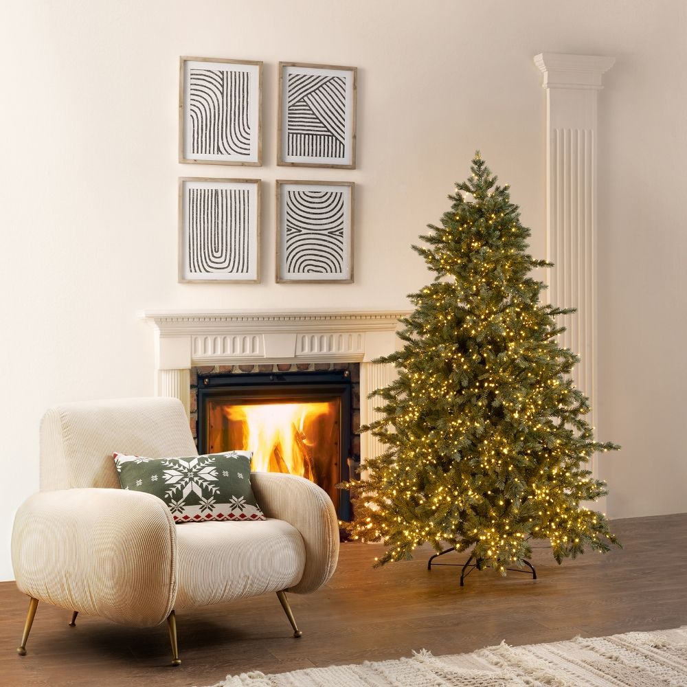 Sage Pine Artificial Christmas Tree, with integrated mini LEDs | SoloLuxuryLiving
