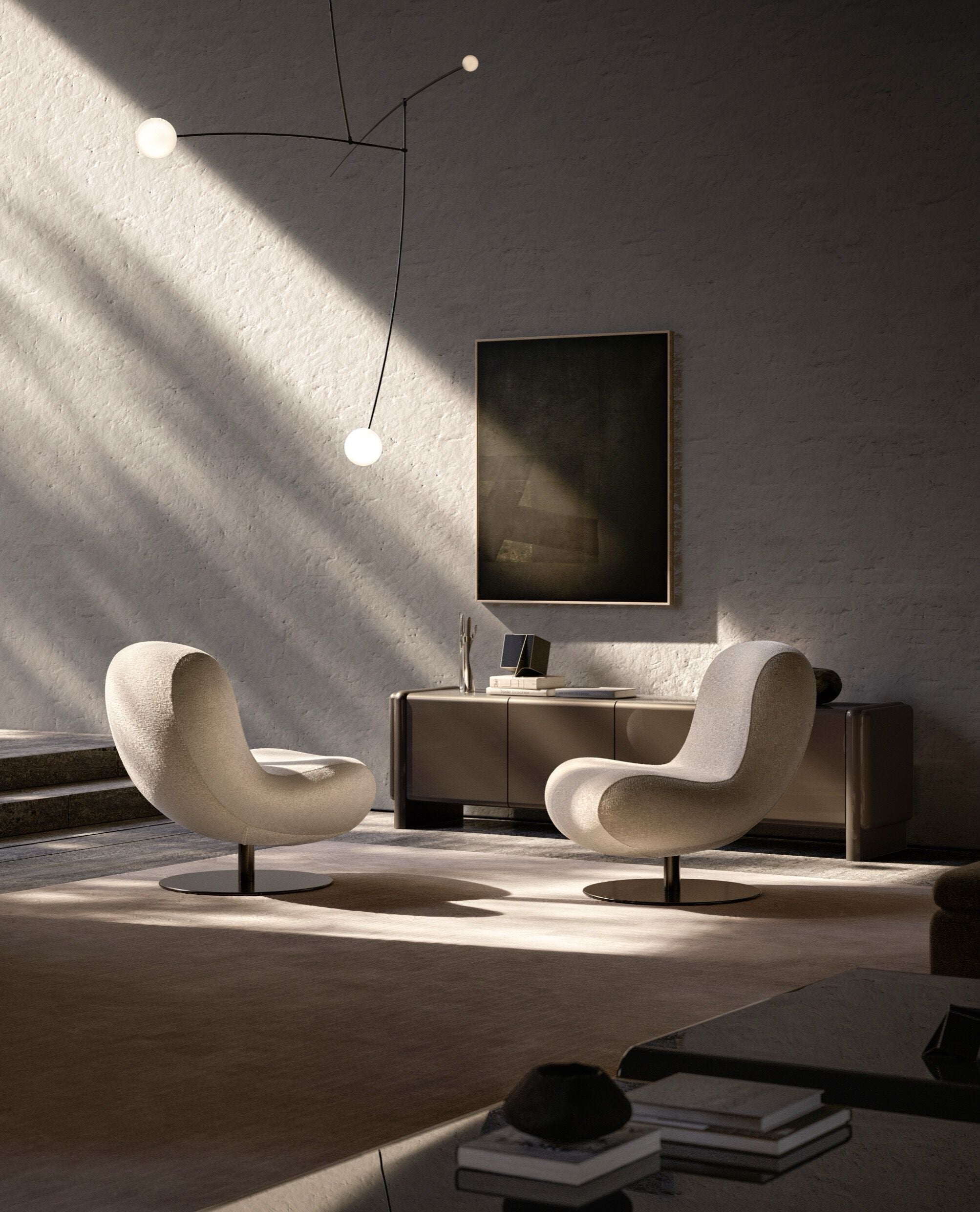 Bosco Swivel Armchair by Naoto Fukasawa | Luxury Leather Lounge Chair