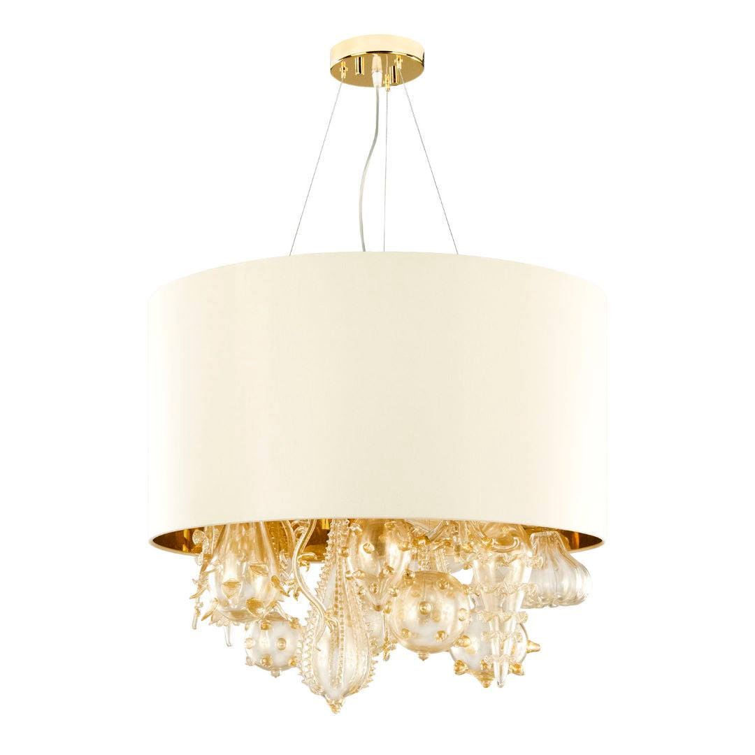 Modern chandelier with drum shade