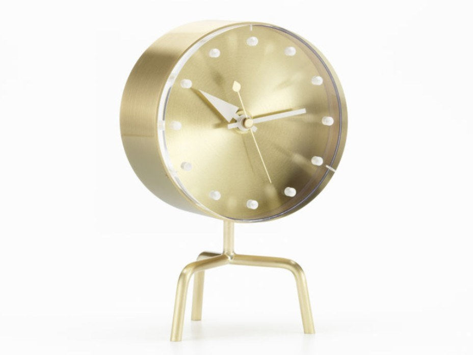 Tripod Clock by George Nelson | Brass Mid-Century Modern Desk Clock