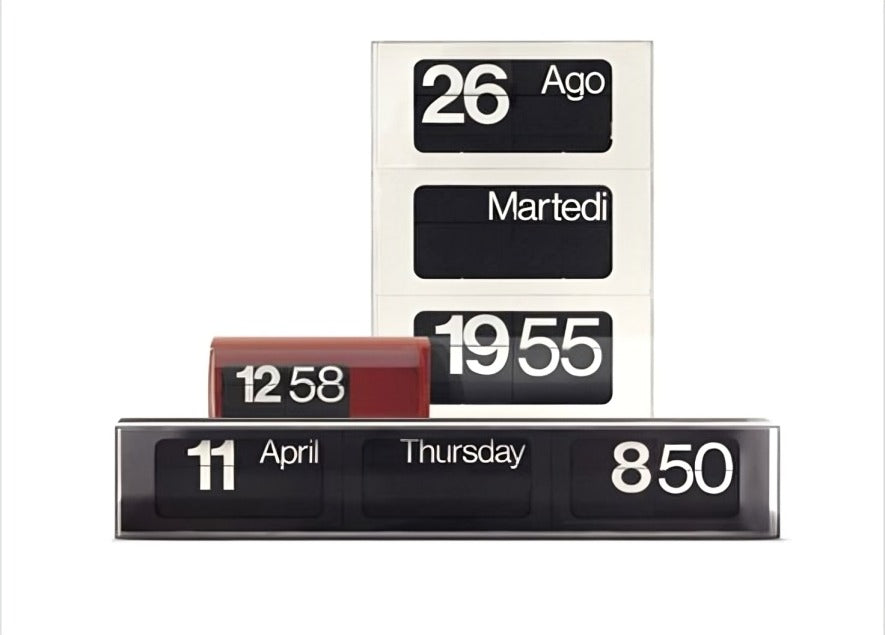 Dator 60 Iconic Horizontal Table Desk Clock | Designed by Gino Valle | Solari Lineadesign