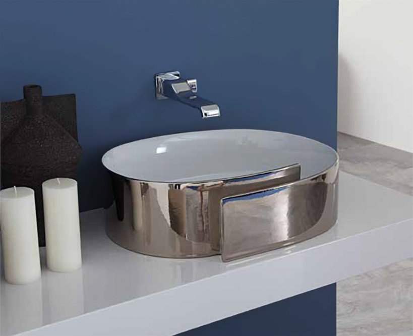 Roll 56 Countertop Oval Washbasin Ceramica Flaminia