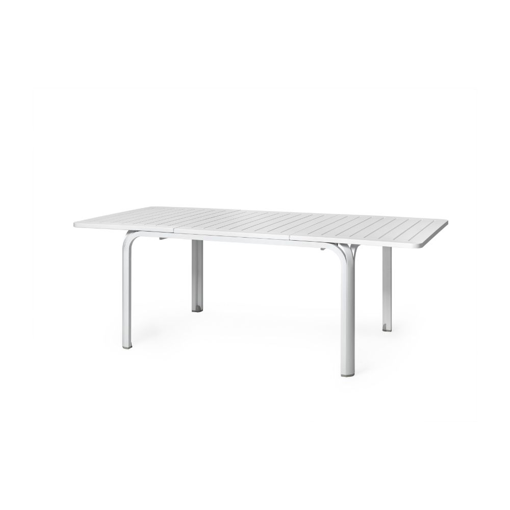 Extendable Outdoor Table White Aluminum