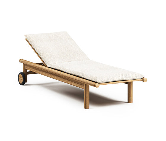 Beige Teak Wood Sun Lounger