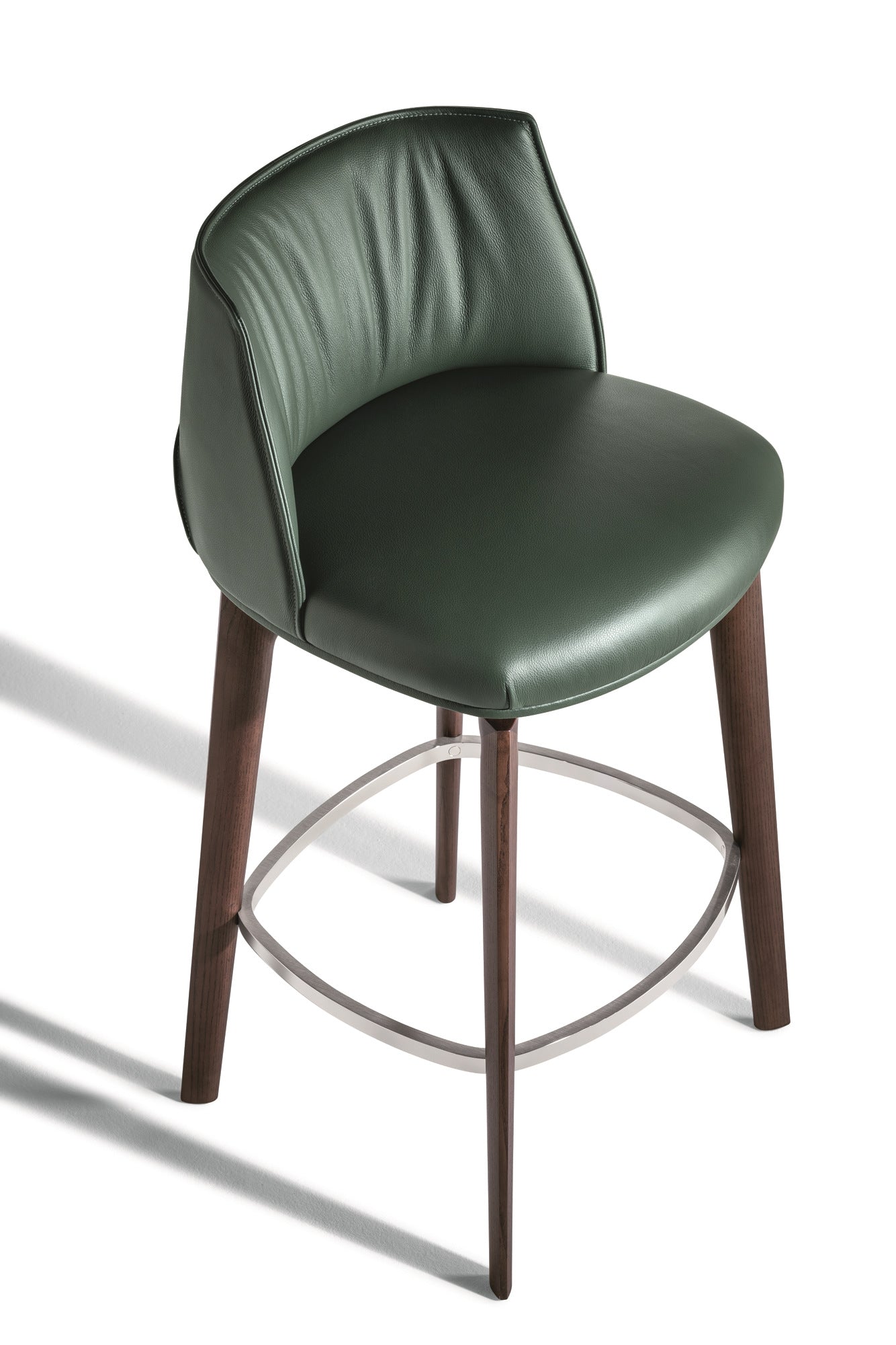 Poltrona Frau Archibald High Upholstered Leather Stool with Footrest