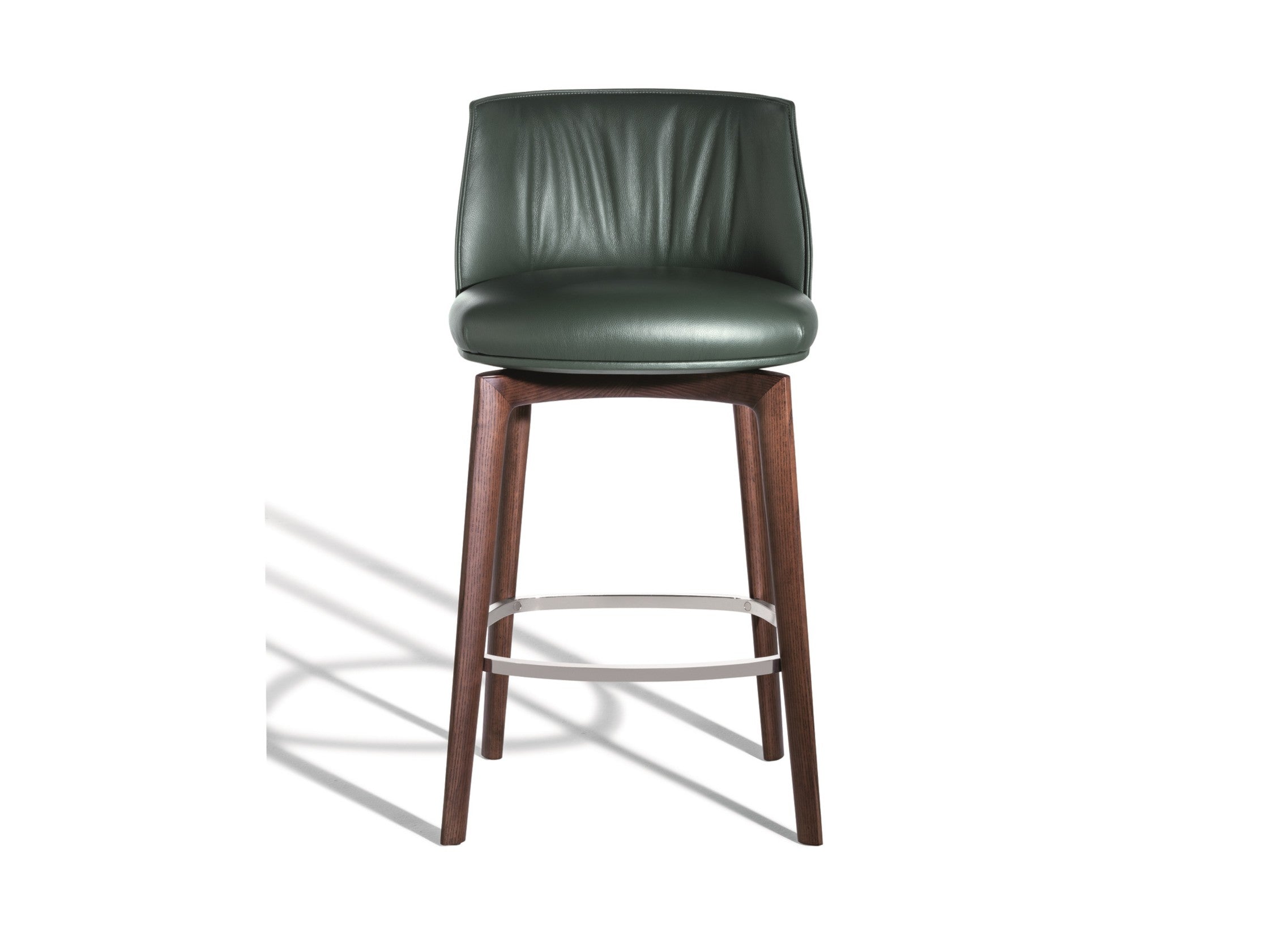 Poltrona Frau Archibald High Upholstered Leather Stool with Footrest