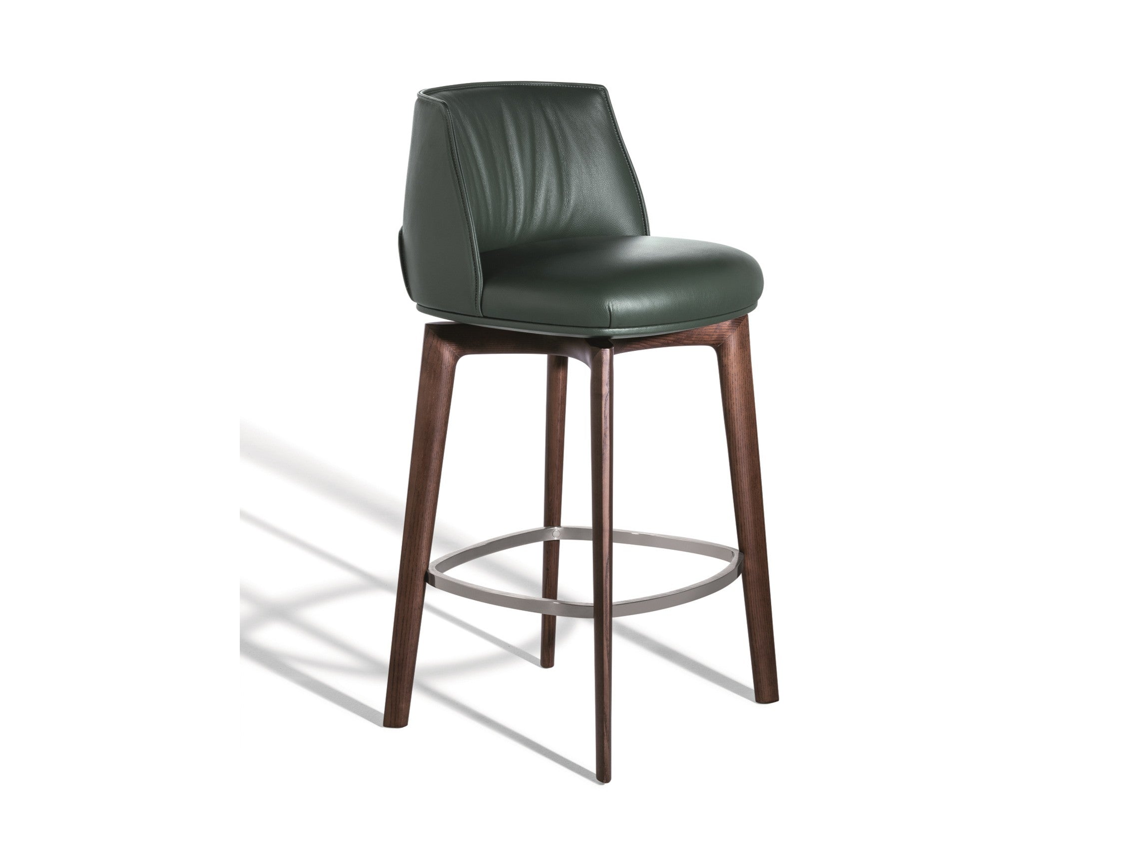 Poltrona Frau Archibald High Upholstered Leather Stool with Footrest