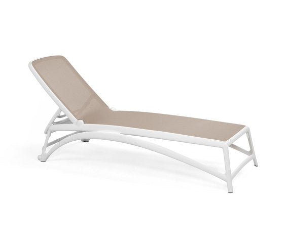 Modern outdoor sun lounger with white frame