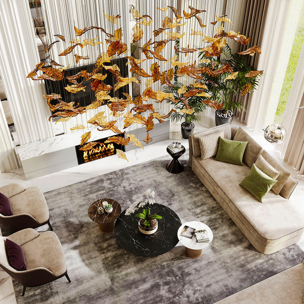 Autumn Leaves Pendant Lamp | Multiforme Italian decorative lighting