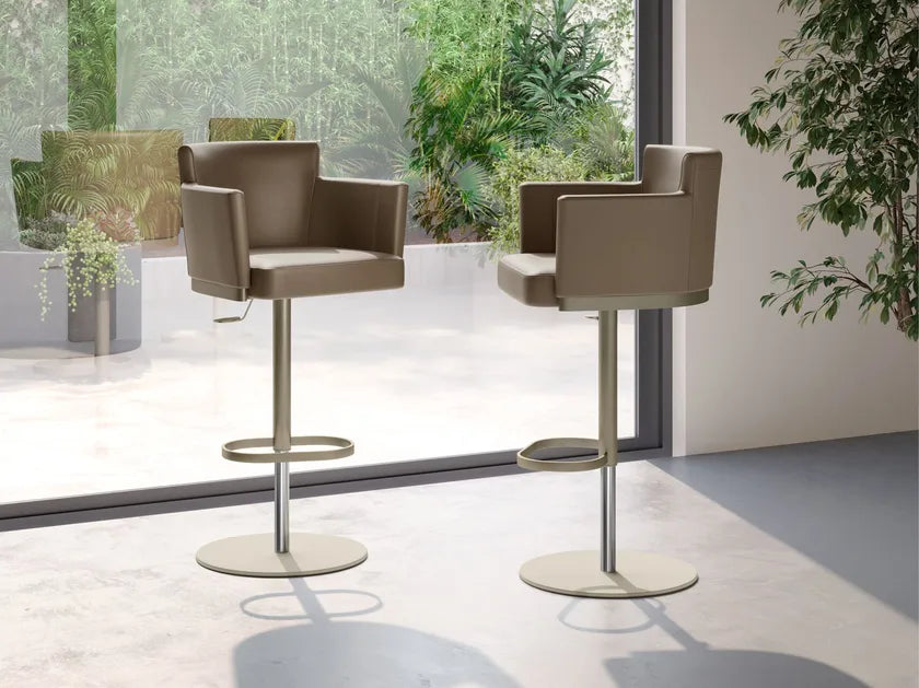 Ely Adjustable Swivel Dining Stool with Armrests | Eforma Iconic Luxury Italian Design