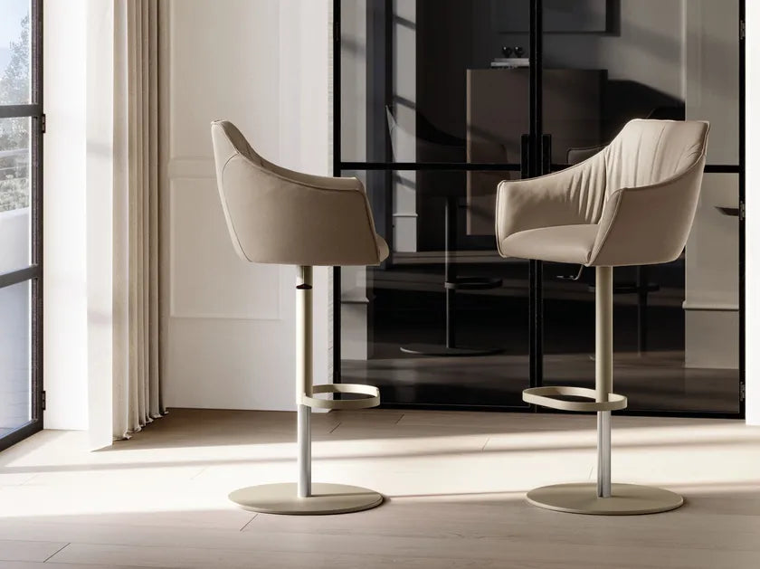 Era Adjustable Swivel Dining Stool with Armrests | Eforma Iconic Luxury Italian Design