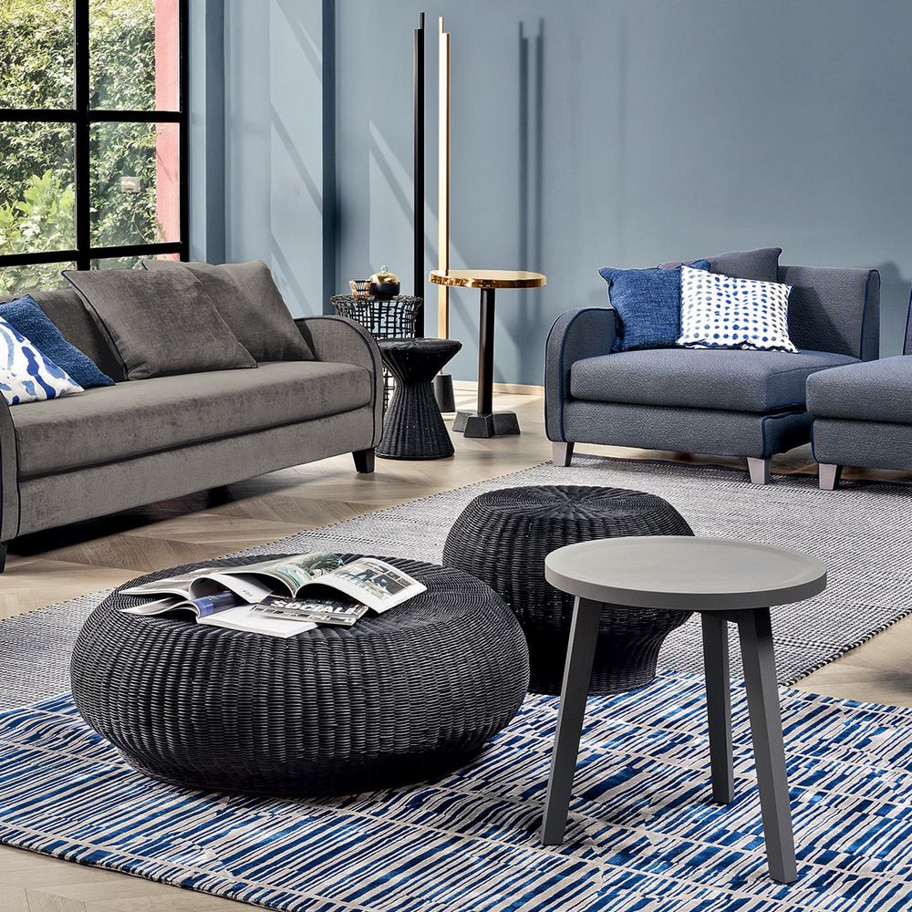 Black Coffee Table And Pouf