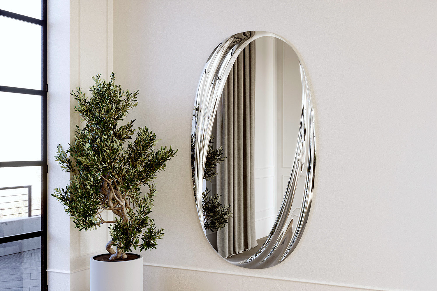 Carrara Oval Wall Mounted Mirror | Eforma Iconic Luxury Italian Design