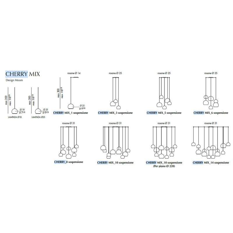 Eforma Cherry Mix Suspension Lamp Contemporary Italian Designer Light