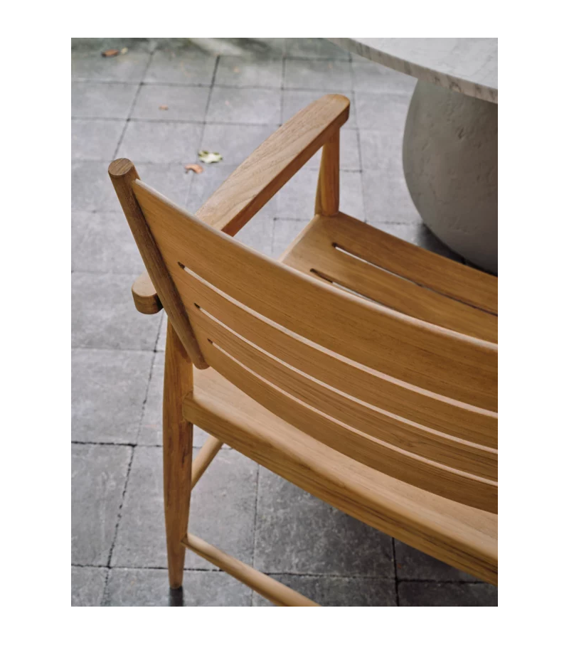 Eidos 24 Dining Chair Teak with Armrests | Gervasoni