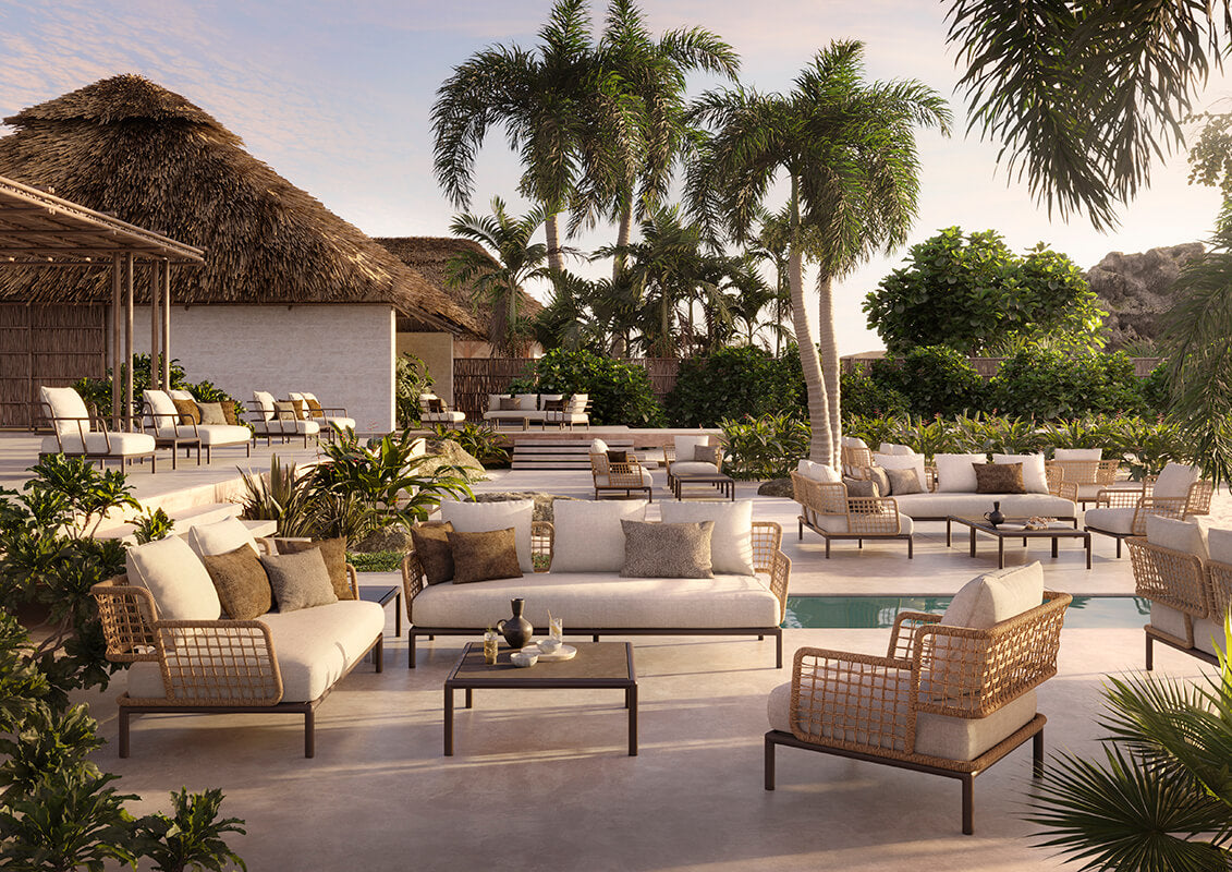 Saint Martin Steel & Wicker Weaving Outdoor Sofa by EMU