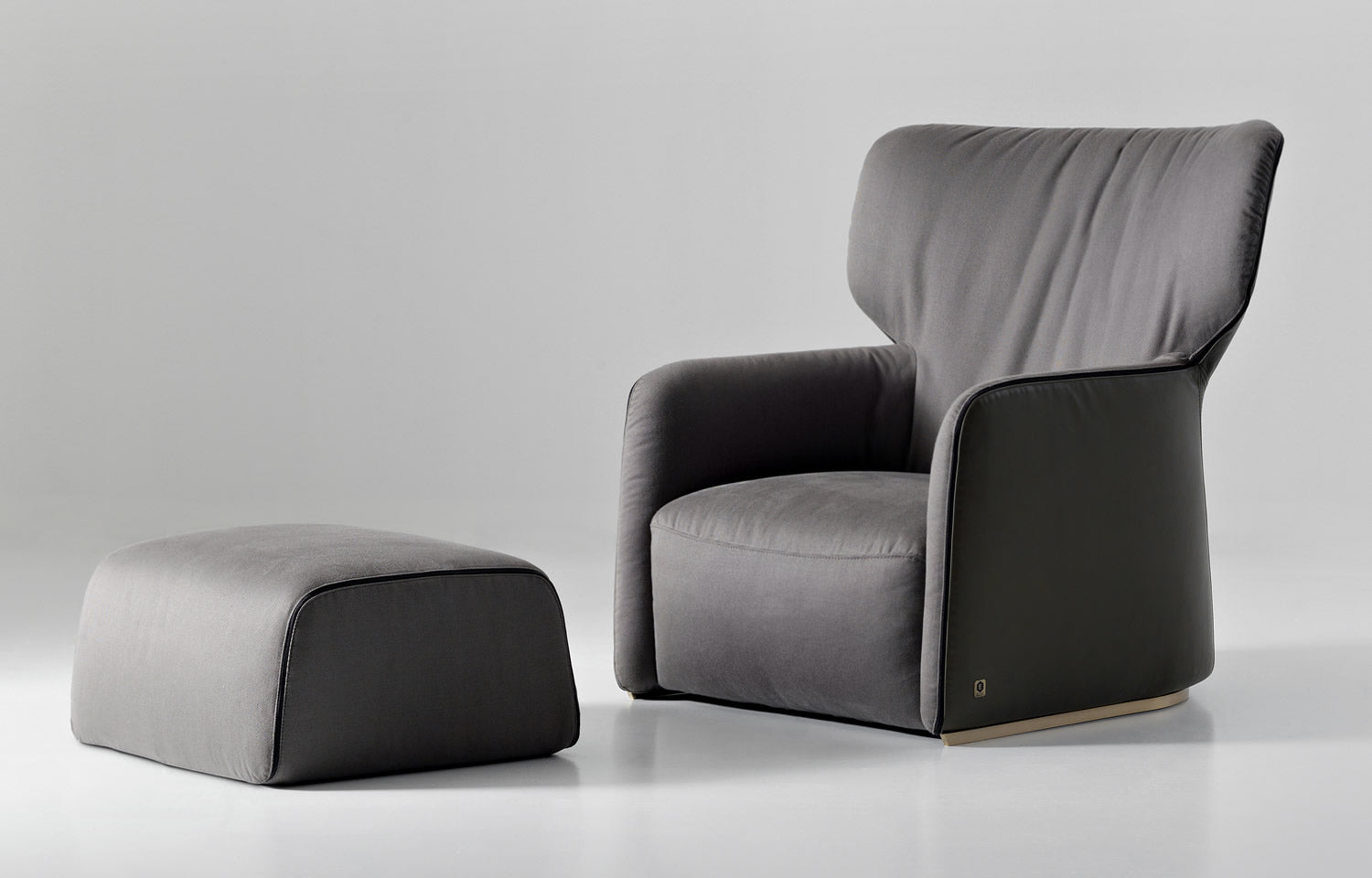 Gray leather armchair