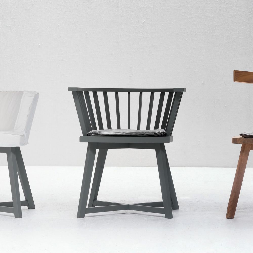 Gray 24 Dining Chair with Armrests | Gervasoni