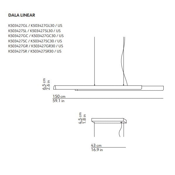 Dala Linear Suspension Lamp | Luxury Lighting | KDLN
