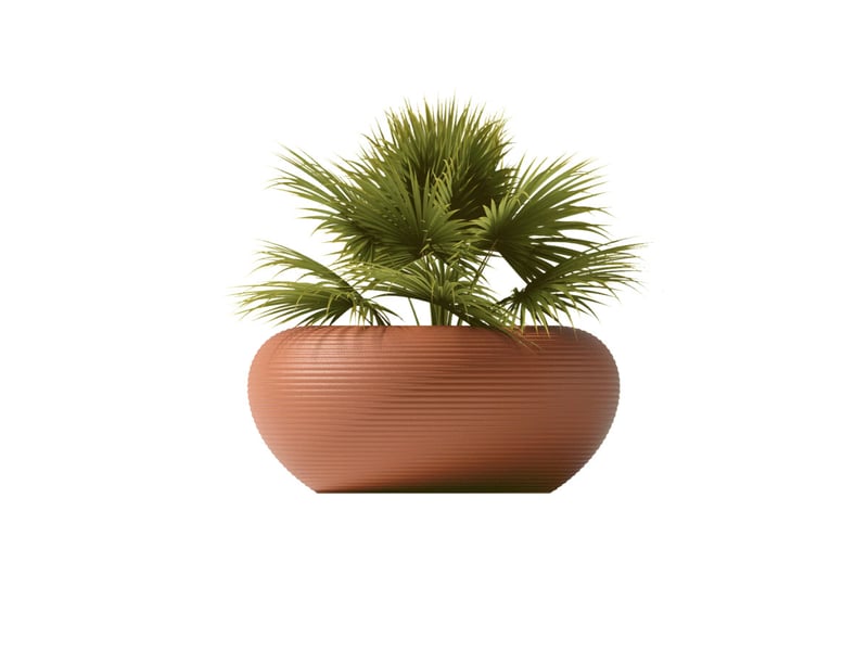 Nami Planter by Qeeboo with plant, sculptural Italian indoor/outdoor planter