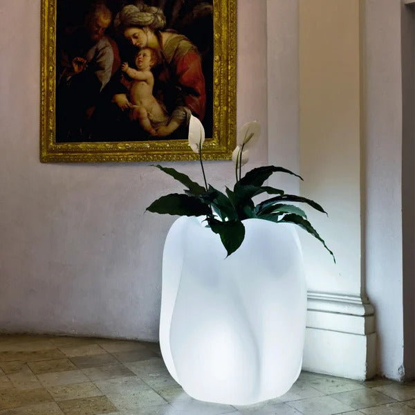 New Wave Vase with Lighting — Illuminated Sculptural Indoor/Outdoor Planter by Serralunga