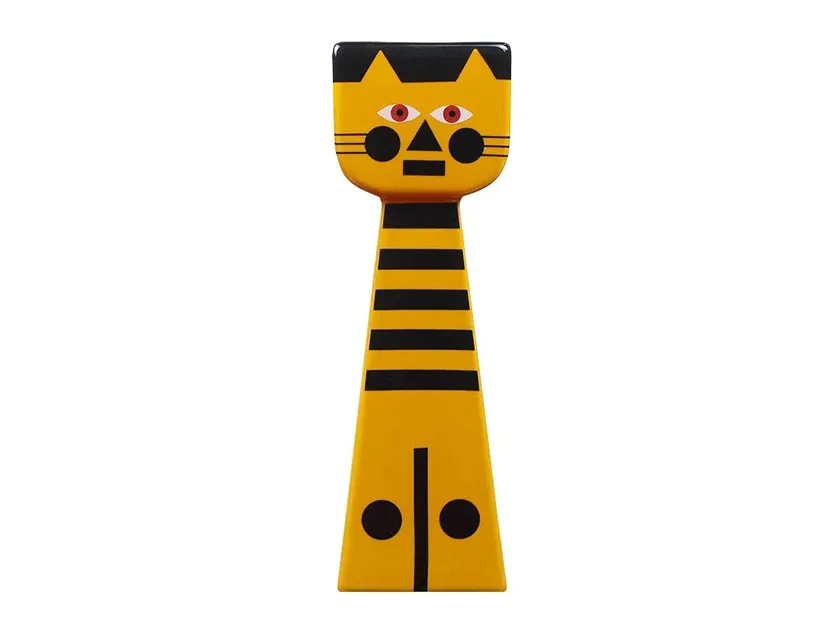 Qeeboo Alix Designer Candlestick featuring stylized tiger silhouette and geometric patterns in ceramic