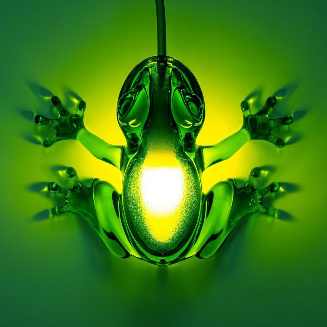 Surrealist frog-shaped wall lamp with warm illumination by Qeeboo