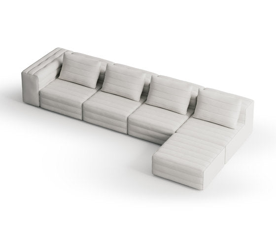 Samet H Four Seater Modular Sofa with Chaise Lounge | Gervasoni