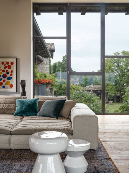 Samet Low A Three Seater Sofa with Chaise Lounge | Luxury Furniture Gervasoni