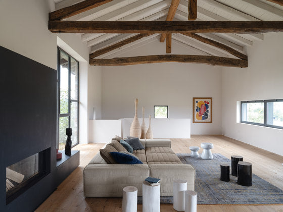 Samet Low A Three Seater Sofa with Chaise Lounge | Luxury Furniture Gervasoni