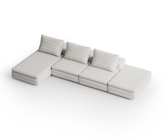 Samet Low B Modular Four Seater Sofa with Chaise Lounge | Gervasoni