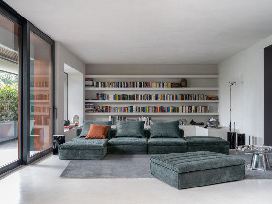 Samet Low B Modular Four Seater Sofa with Chaise Lounge | Gervasoni