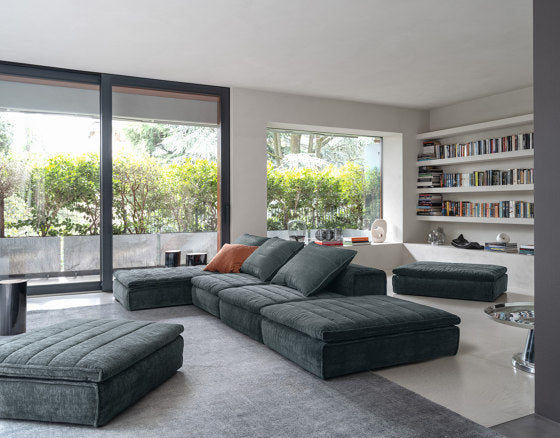 Samet Low B Modular Four Seater Sofa with Chaise Lounge | Gervasoni