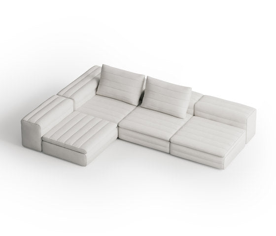 Samet Low E Corner Four Seater Sofa | Luxury Furniture | Gervasoni