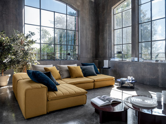 Samet Low E Corner Four Seater Sofa | Luxury Furniture | Gervasoni