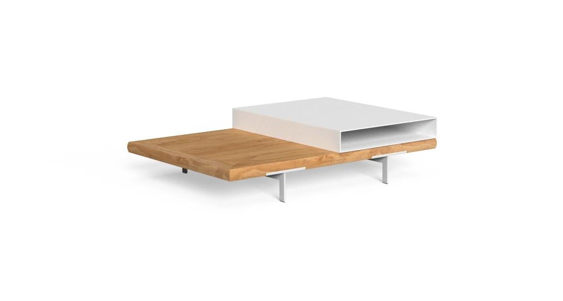 Modern wooden and white coffee table