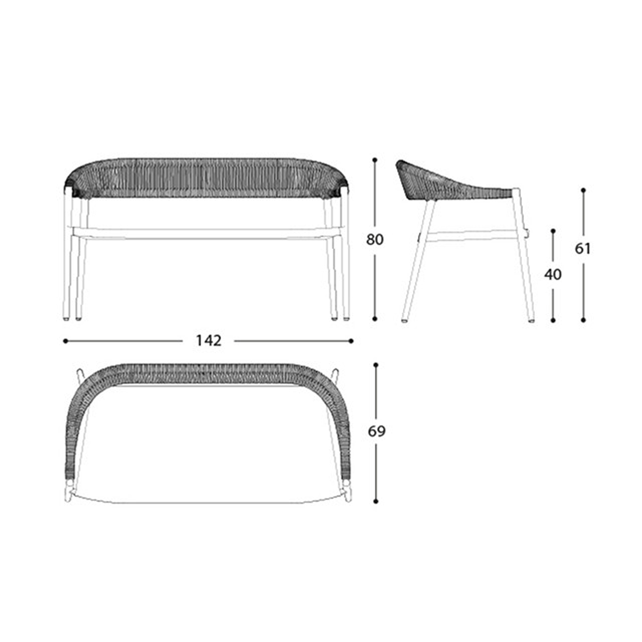Clever 2 Seater Rope Sofa | Designed by R&S Varaschin | Varaschin