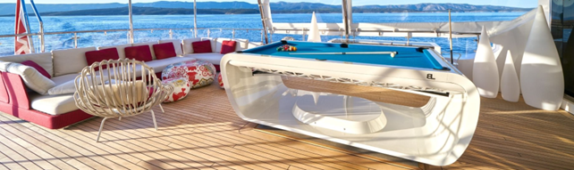 Gyroscopic Blacklight Billiard Table Boat | Billards Toulet