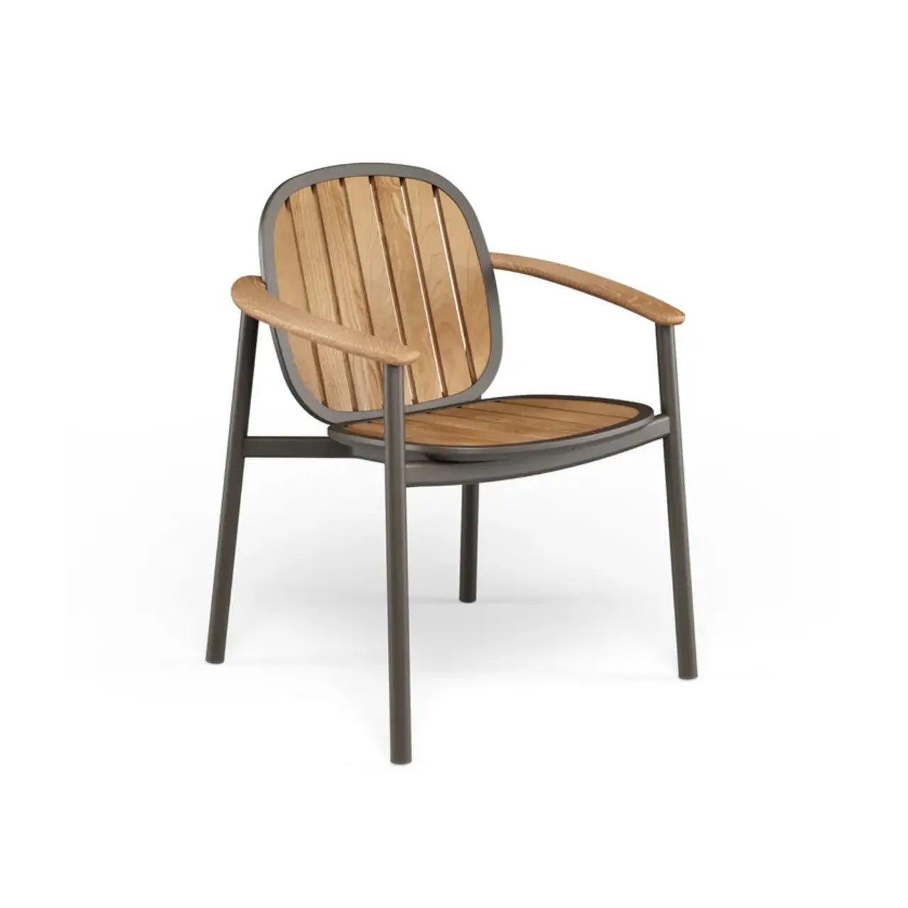 Twins Stackable Alu-Teak Chair with Armrests  | Set of 2 | EMU